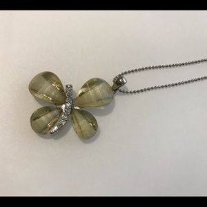 Silver-tone and glass butterfly pendant necklace
